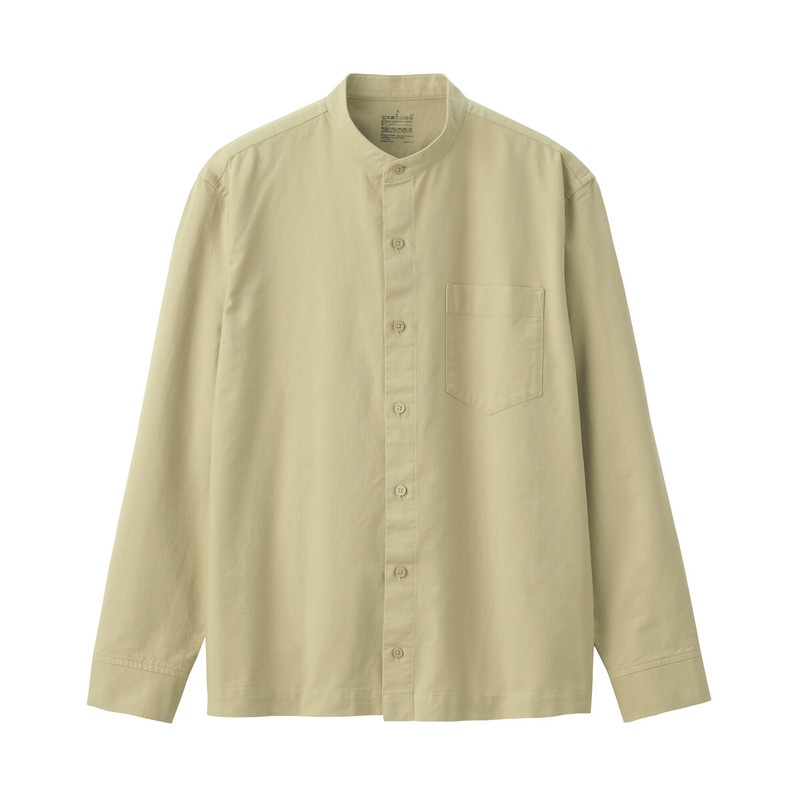 Muji Áo Sơ Mi Vải Oxford Washed Cổ Trụ