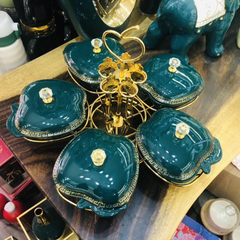 Khay sứ xanh cổ vịt đựng bánh mứt, kẹo ngày Tết cao cấp CỰC xịn xò Nhiều Mẫu quà tặng ý nghĩa