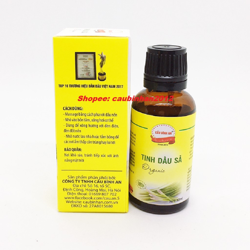 Tinh Dầu Sả Cầu Bình An Chai 30ml Nguyên Chất 100%