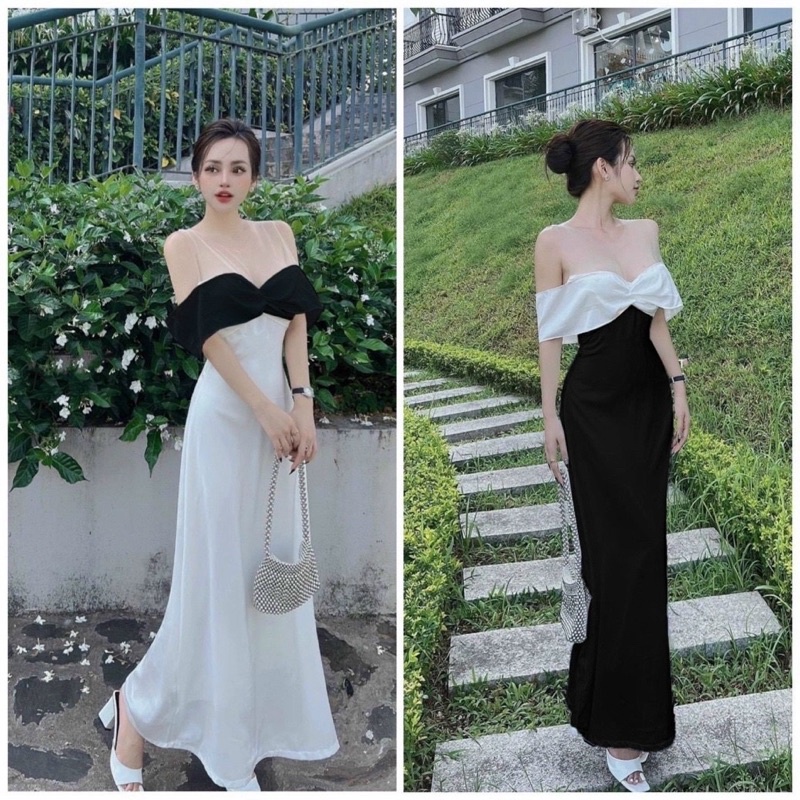 Đầm suông trễ vai đầm dự tiệc