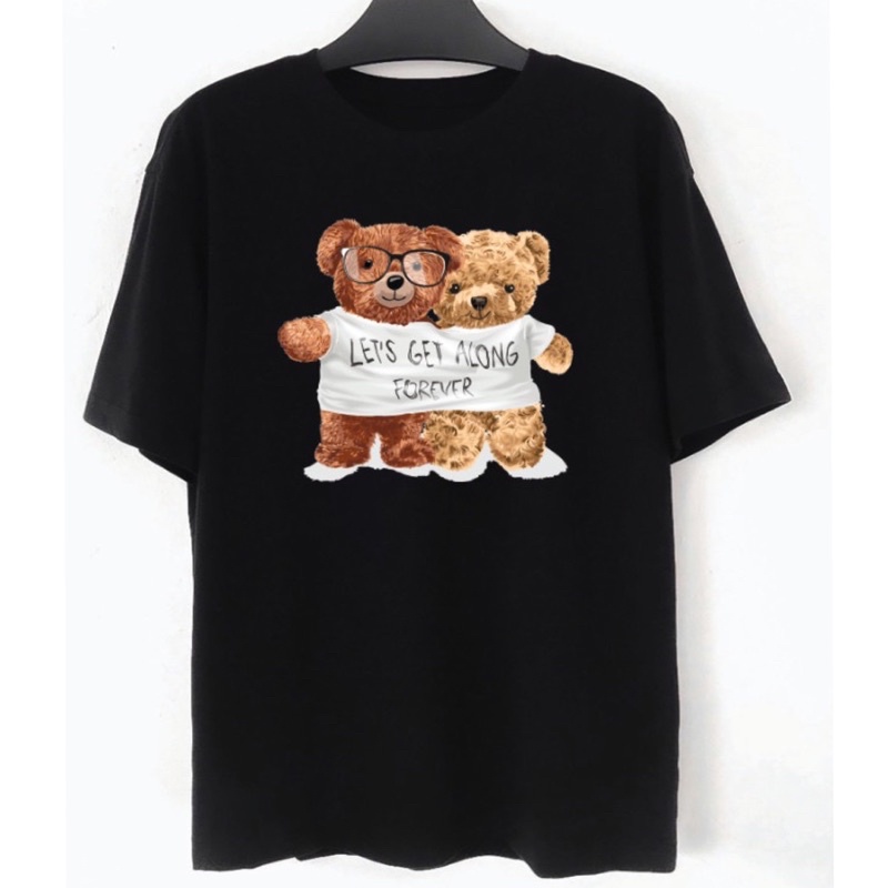 Áo thun nam nữ  phom  rộng in hình gấu đôi,100% cotton cao cấp co dãn 4 chiều. Áo đôi nam nữ. SUMO Underwear.