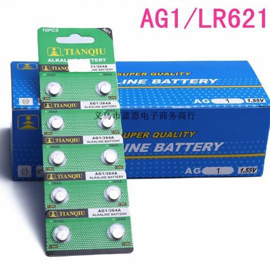 PIN Nhỏ Đầu Đũa LR621H AG1 364A SG1 SR60 LR60 164 364 LR621 SR621 1175SO TIANQIU 1 Vỉ 10 Viên