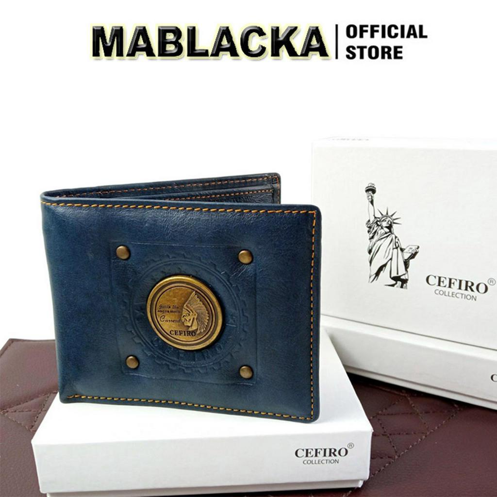 Ví nam cao cấp mini nhỏ gọn dáng đứng, bóp da nam Cefiro