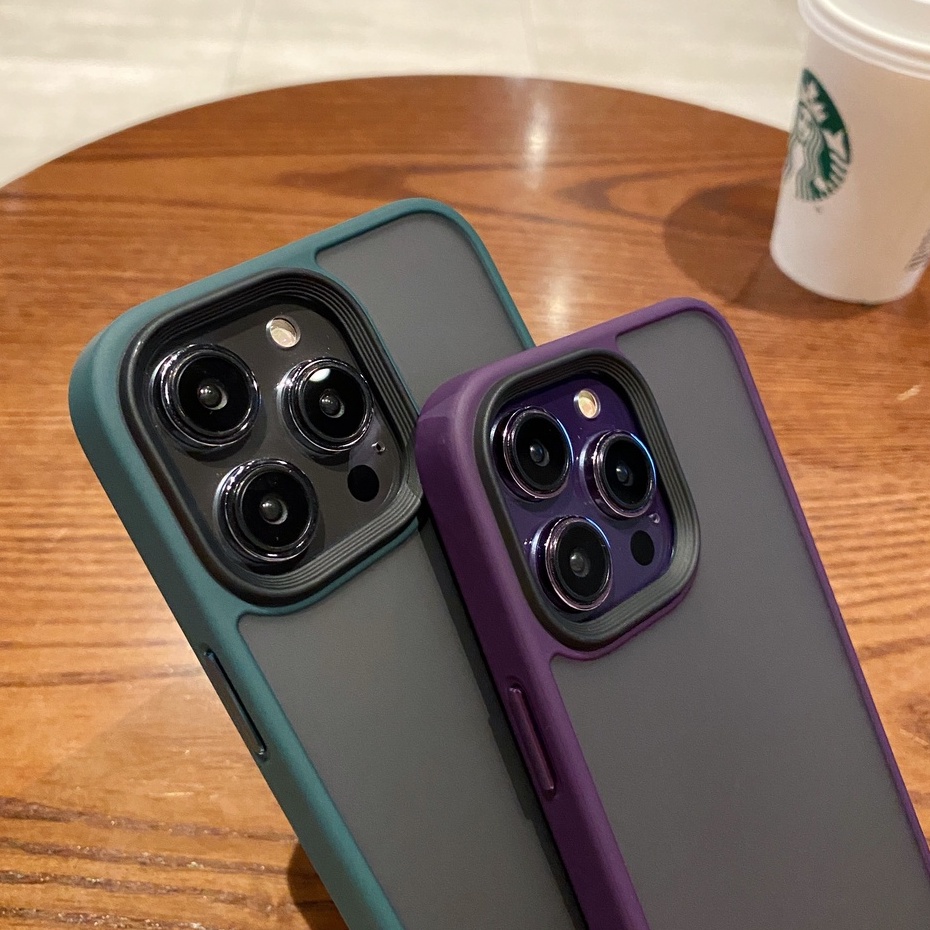 Mờ / matte Ốp Điện Thoại acrylic Cứng Mặt Nhám Viền Màu Cho compatible for iPhone 14 13 pro max case 14 13 case 14 pro 13 pro 14 plus 13 14