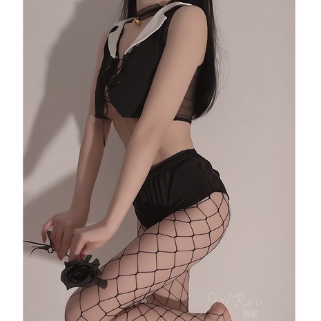 Bộ đồ ngủ croptop hóa trang miêu nữ xuyên thấu sexy - cosplay mèo kitty gợi cảm