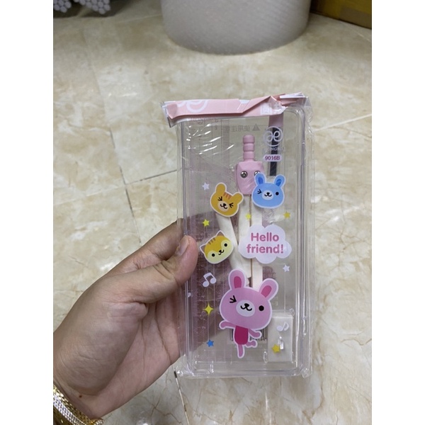 Bộ compa eke, thước kẻ 8 món gồm cả hộp