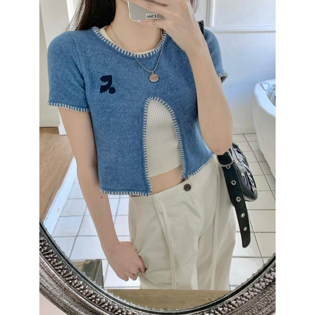 Áo Thun Dệt Kim Ngắn Tay Thời Trang Dạo Phố Cá Tính 61378
