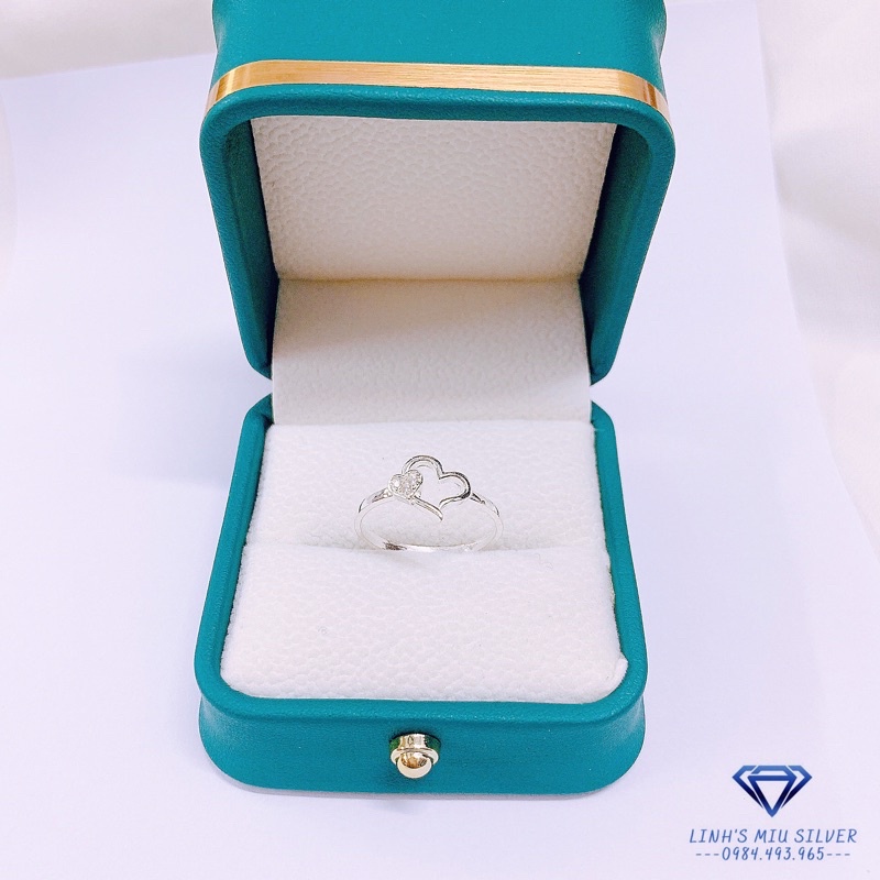  Nhẫn nữ bạc thật hình trái tim đính đá nhỏ xinh xắn LINH MIU SILVER