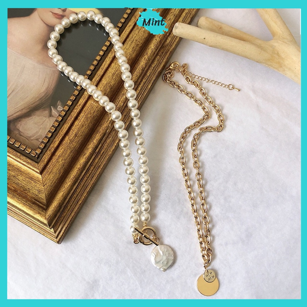 Dây Chuyền Nữ ❤️FREESHIP❤️ Vòng Cổ 2 Lớp Chuỗi Ngọc Trai Nhân Tạo Phong Cách Cá Tính Hiện Đại