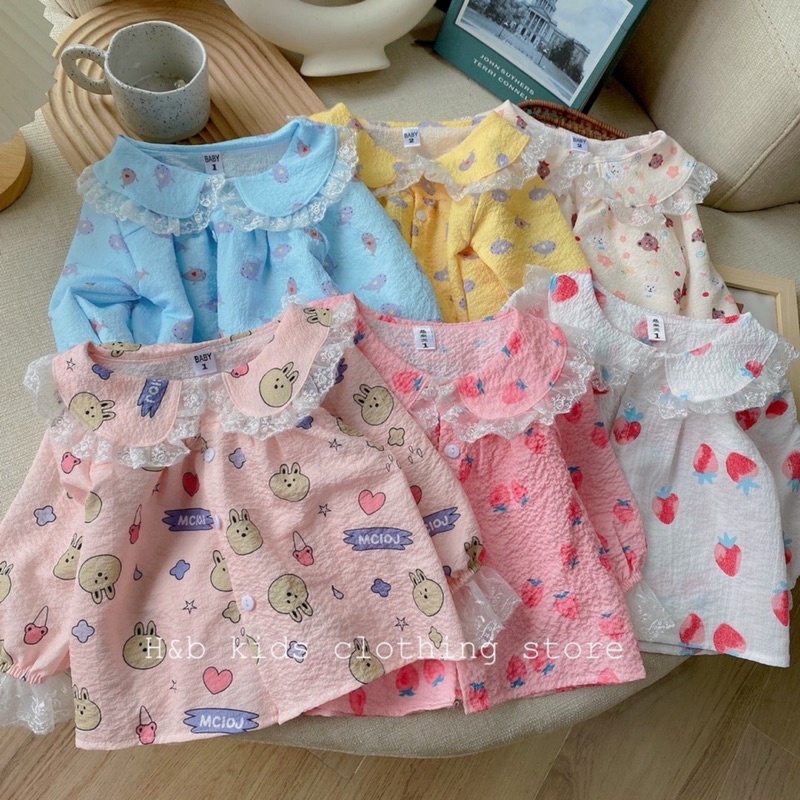Bộ quần áo mặc nhà chất phối ren siêu xinh cho bé❤️Pijama dài bé gái