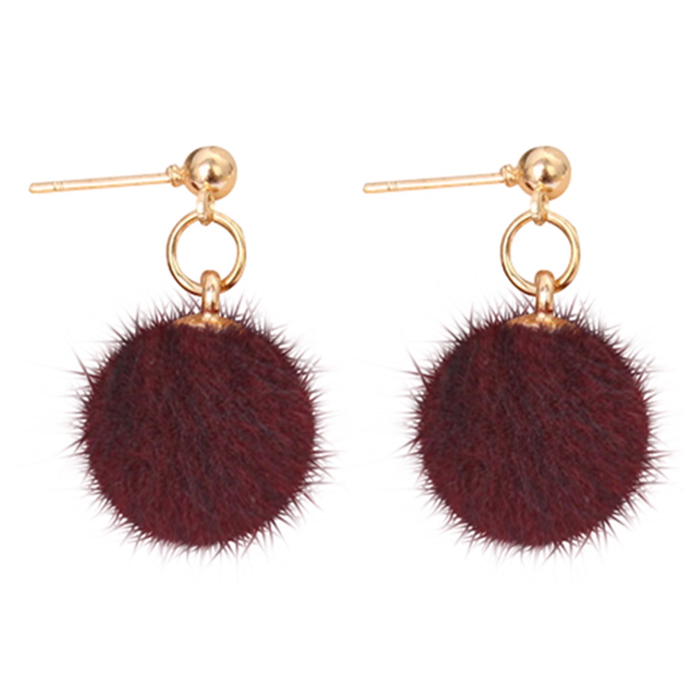 Khuyên tai quả cầu lông xù thời trang thanh lịch dành cho phái nữ