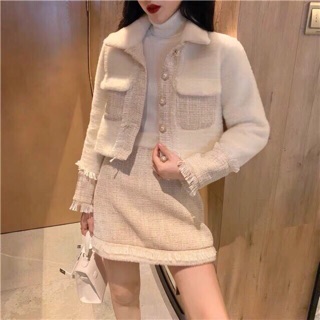 [ORDER] Set dạ Tweet phối lông (ảnh thật ở cuối)