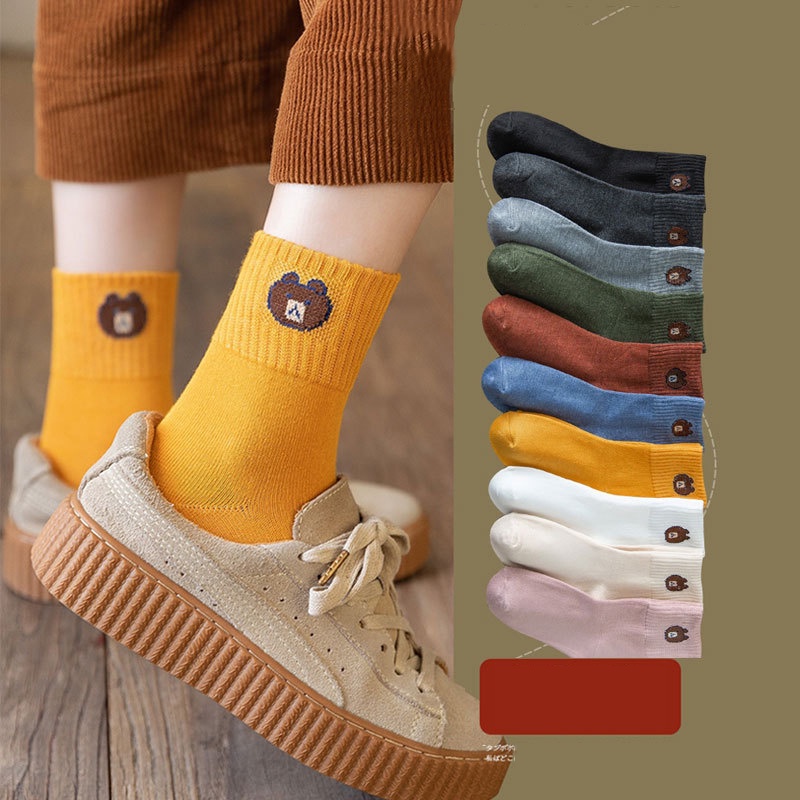 Tất vớ nữ nam cao cổ dài trắng dễ thương hàn quốc đẹp TAGU chân thấp nhún đủ màu trơn đen, đỏ, vàng, xám, xanh