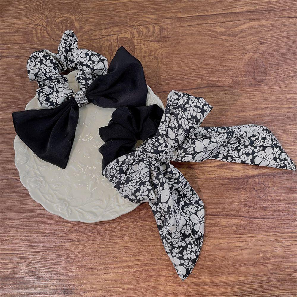 IVORY Dây Cột Tóc Ruy Băng Họa Tiết Hoa Phong Cách Hàn Quốc Cho Nữ