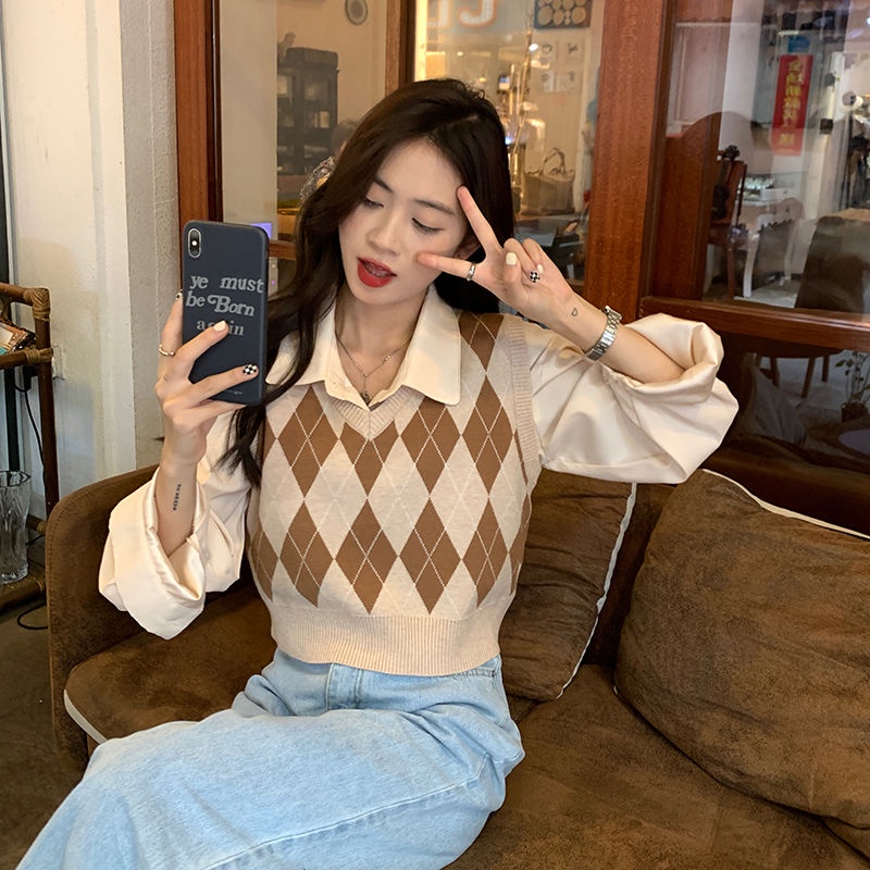 Áo len Pure Cube không tay cổ chữ V phong cách retro độc đáo