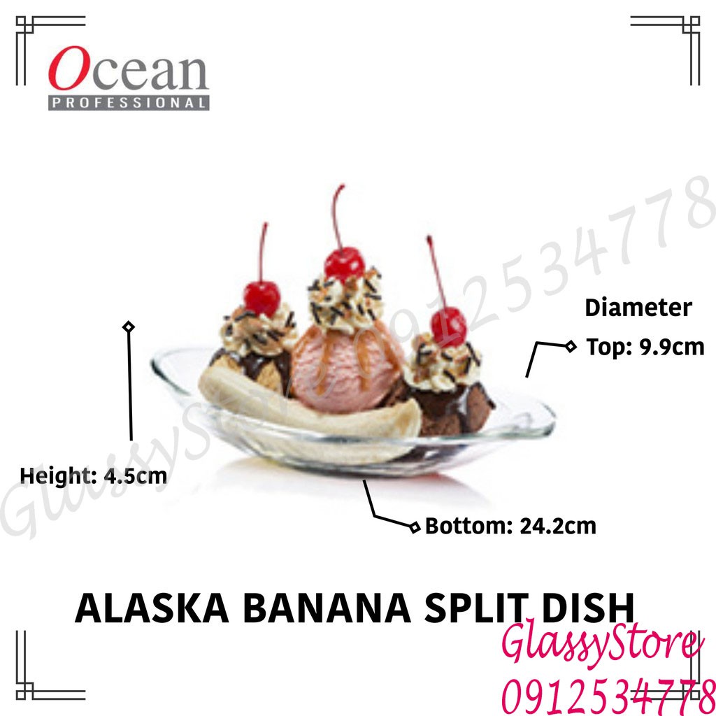 Đĩa (ly) Thủy Tinh kem thuyền Ocean Alaska Banana Split Dish – P00116 – 350ml (Hàng nhập khẩu Thái Lan chính hãng)