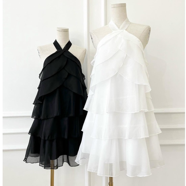 [Ảnh thật] Đầm voan cổ yếm bèo tầng cực xinh xắn