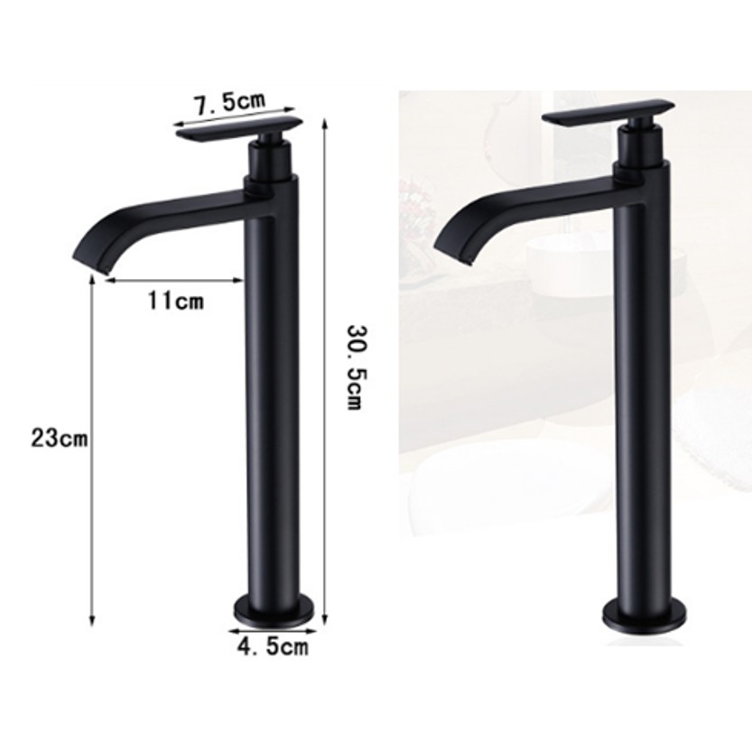 Vòi Lavabo lạnh cao Inox 304 hình tròn dùng cho lavabo nổi | BigBuy360 - bigbuy360.vn