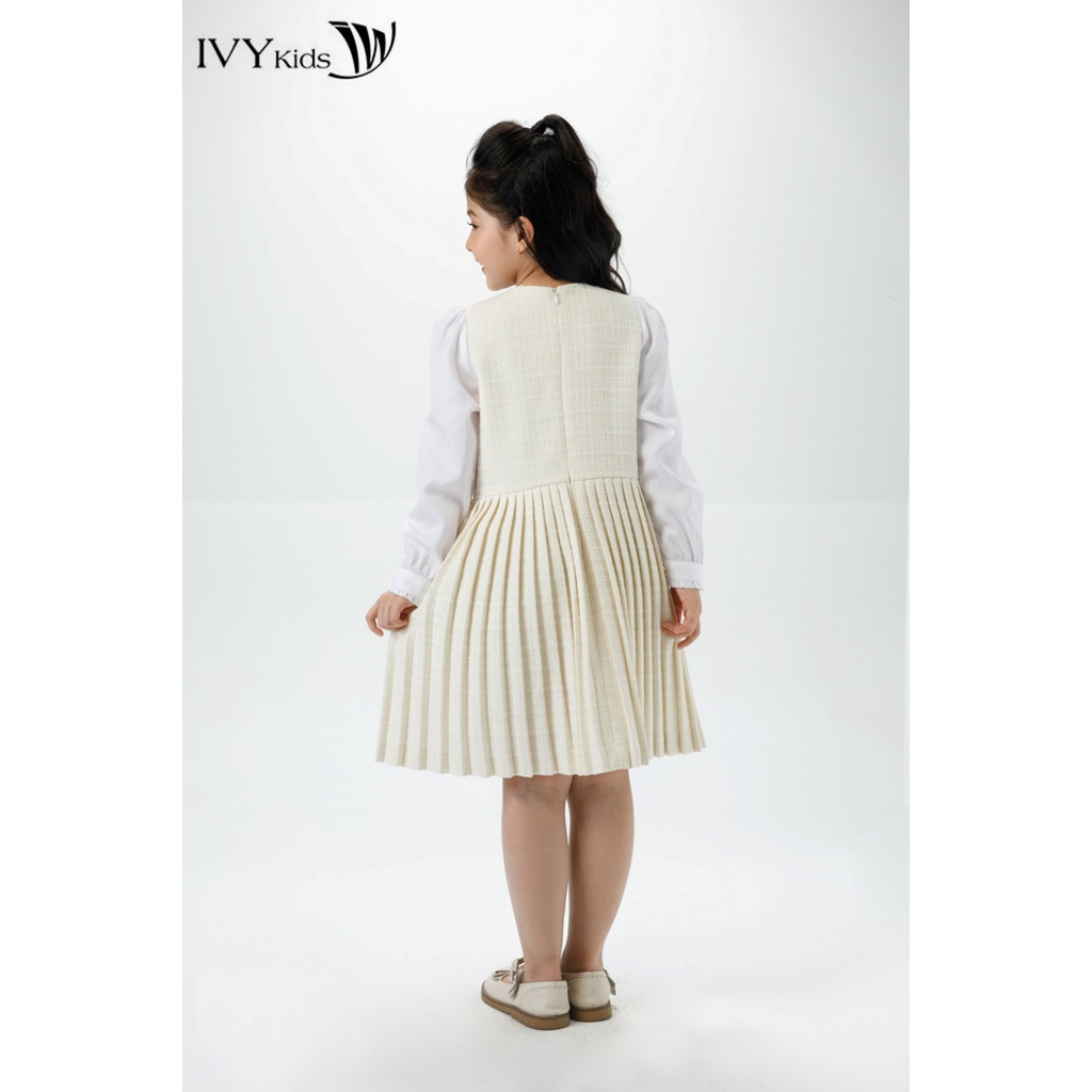 Đầm tweed dáng xếp bé gái IVY moda MS 48G1455