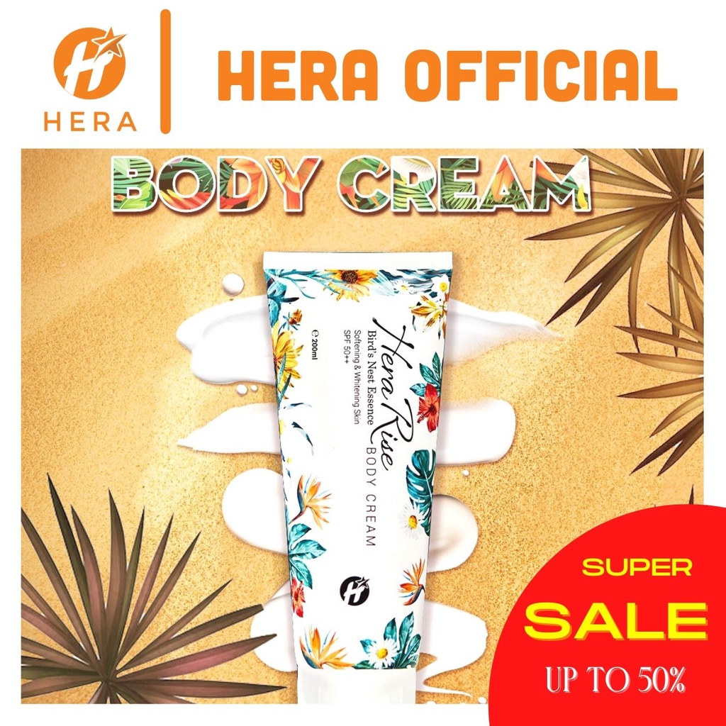 Kem Body chống nắng SPF50++, trắng da, nâng tone chiết xuất Tổ yến Herarise Body Cream - Tuýp 200 ml