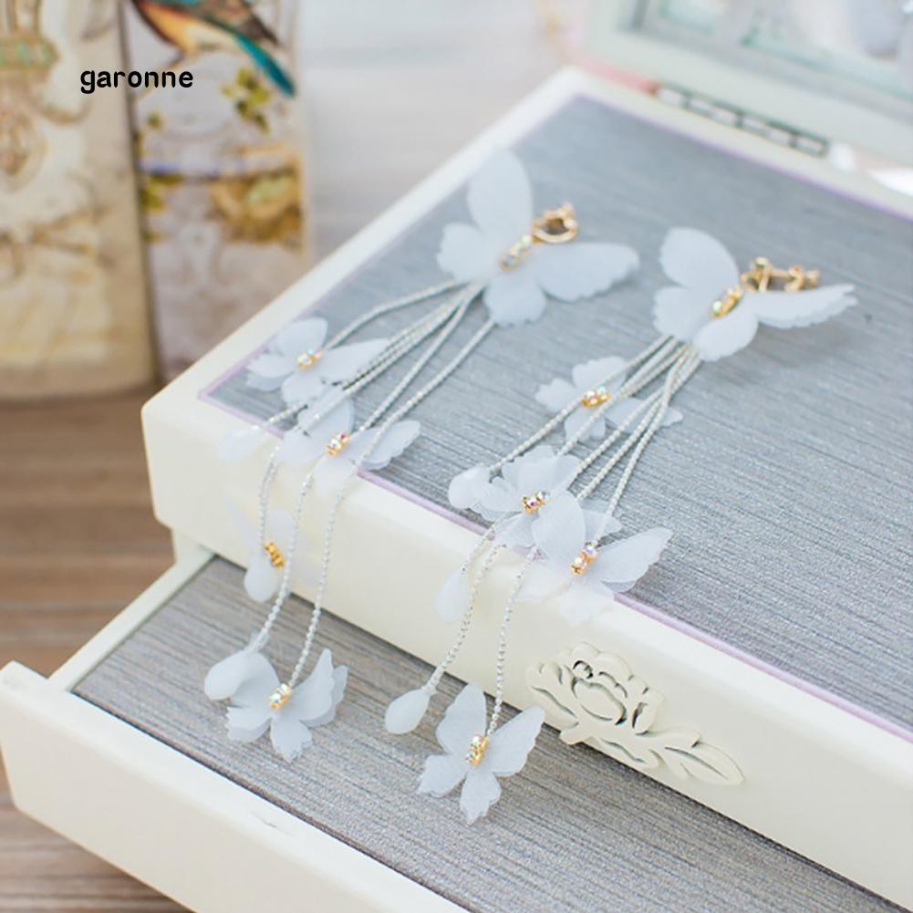 Khuyên Tai Dáng Dài Hình Bướm Phối Tua Rua Thời Trang