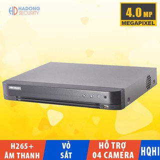 Đầu ghi hình camera 4MP Hikvision 04 cổng DS-7204HQHI-K1 đầu thu 4 kênh hỗ trợ H265+, âm thanh