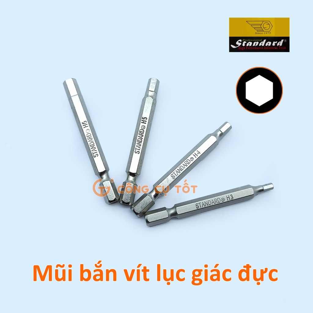 Vỉ 10 mũi bắt vít lục giác đực Standard dài 65mm