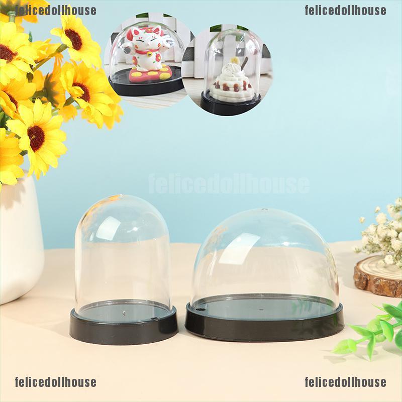 [Felice] Round Ellipse Dust Bell Cover Plastic Display Box Figurine Miniature Craft Decor