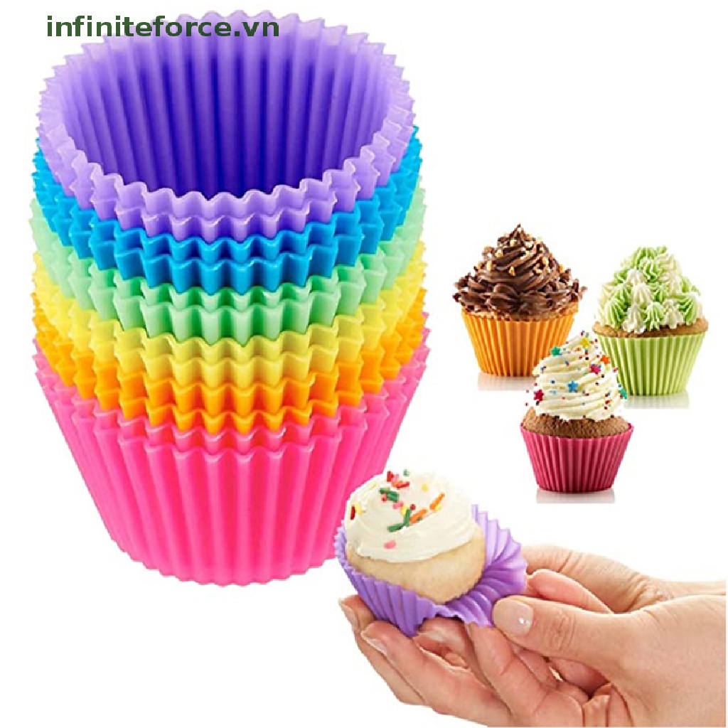 Khuôn Silicon Làm Bánh Muffin Hình Tròn Tiện Dụng