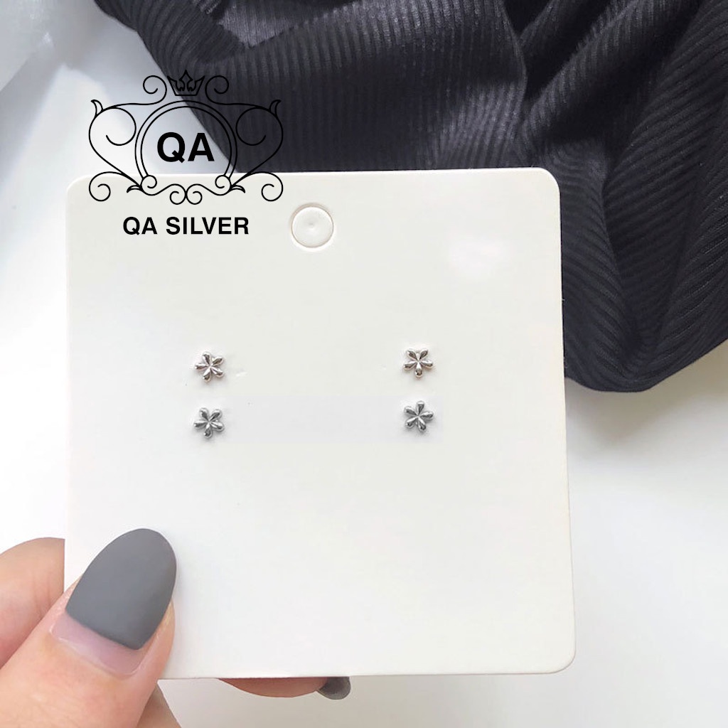 Hoa tai bạc bông hoa nhí 5 cánh khuyên tai bạc nụ S925 FLORA Silver Earrings QA SILVER EA210404