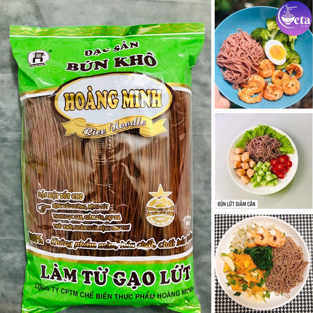 Bún gạo lứt đỏ Hoàng Minh 500gr, gạo lức thơm dẻo - eatclean, giảm cân