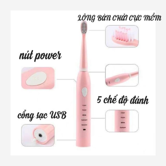 Bàn chải điện tự động SONICARE chính hãng đánh răng 5 chế độ Hàng Nội Địa Cao Cấp