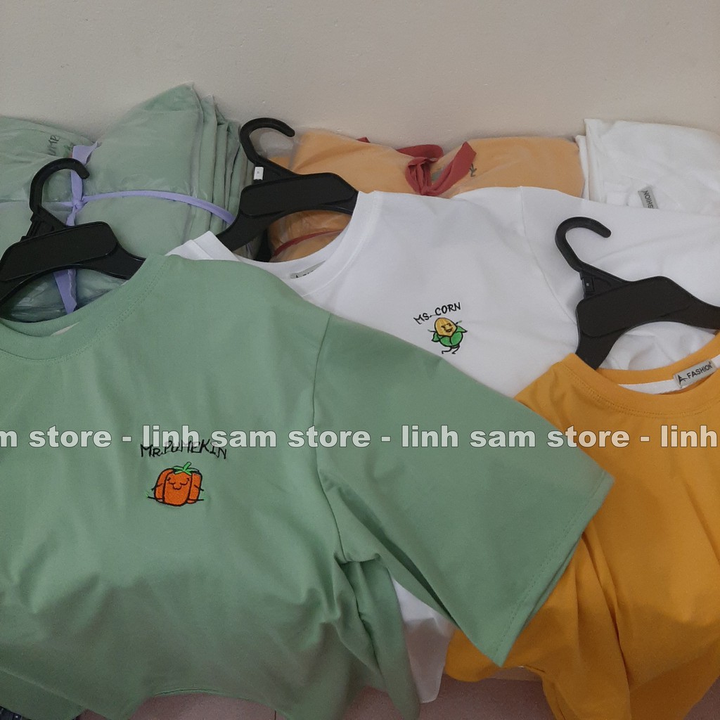 Áo thun nữ tay lỡ SAM CLO freesize - phông form rộng dáng Unisex, mặc lớp, nhóm, cặp, lớp thêu hình rau củ | BigBuy360 - bigbuy360.vn