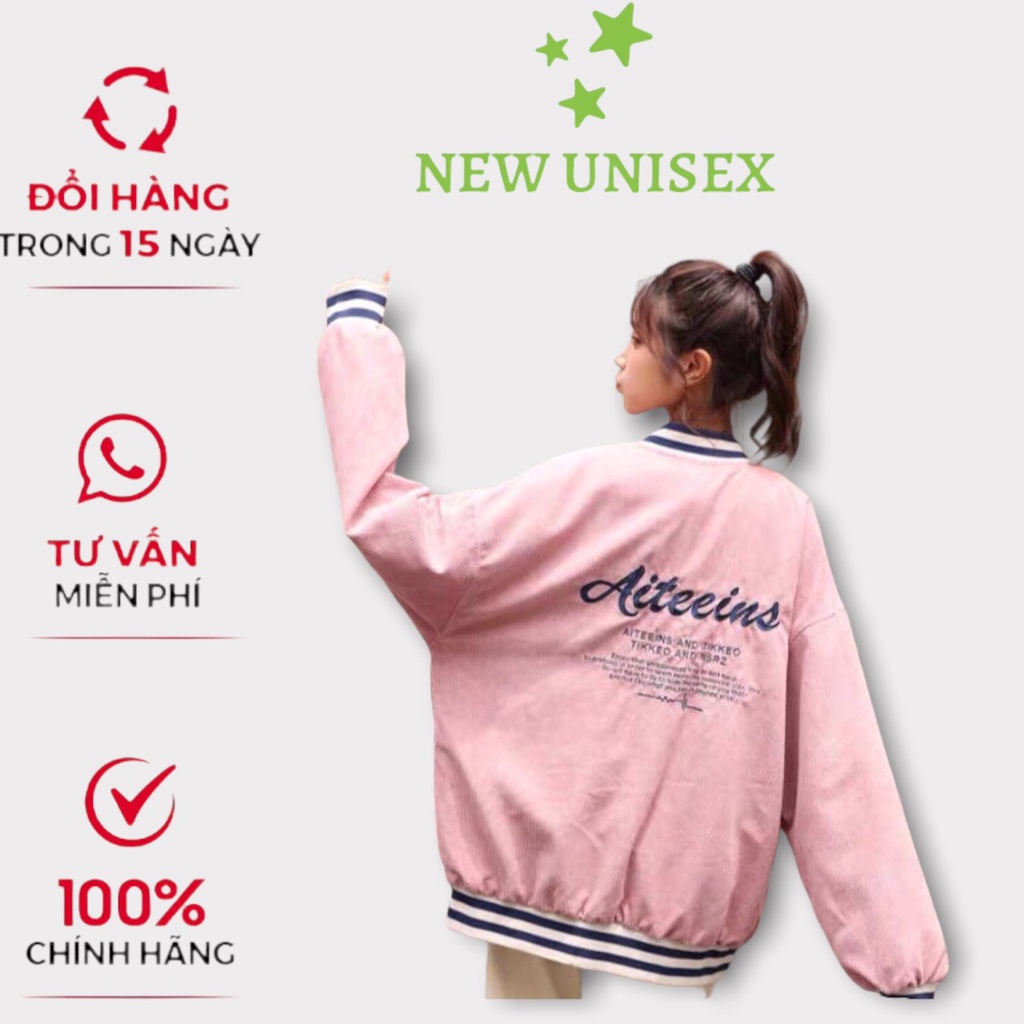 Áo Khoác bomber Nữ chất nhung gân dày dặn From Thụng Unisex(ảnh thật)