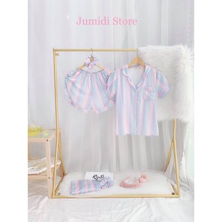BỘ PYJAMA MẶC NHÀ LỤA ĐÙI - HOẠ TIẾT XINH (ẢNH THẬT)