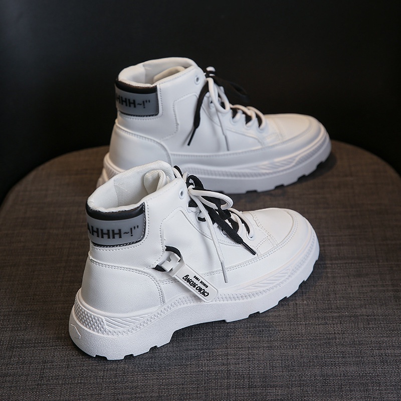 Giày boot nữ, giày bốt trắng chất liệu da PU cao cấp hot trend 2023 Top Shoes size 36-40
