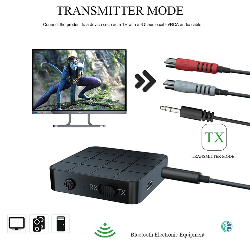 Ready Stock Bluetooth 5.0 Audio Transmitter Receiver Adapter AUX Stereo for Car Music Laptop @vn