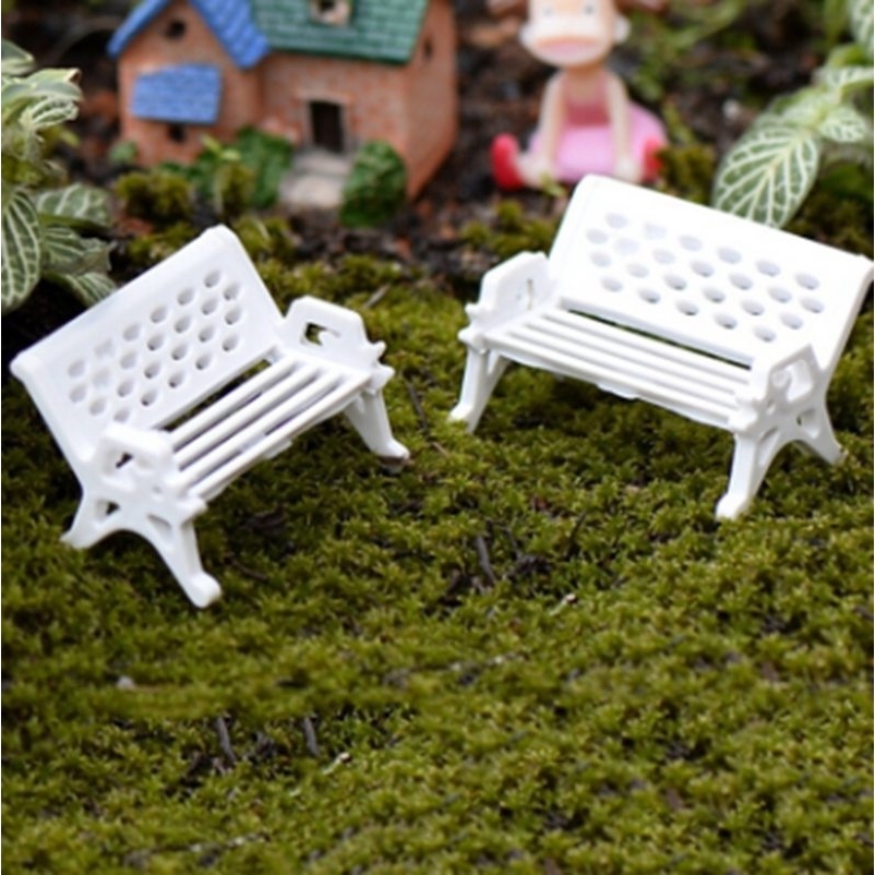 Set 2 Mô Hình Ghế Dài Mini Trang Trí Sân Vườn