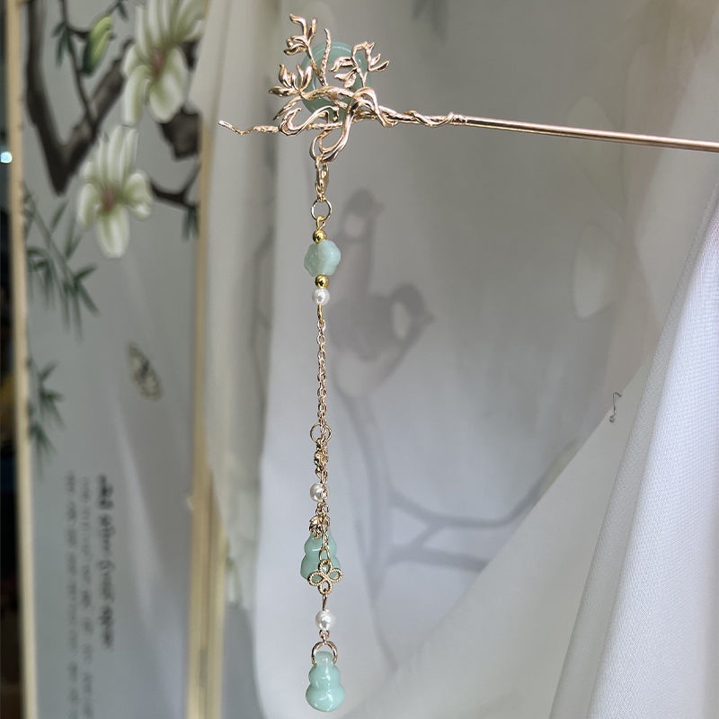 Trâm cài tóc kim loại thiết kế tua rua khí chất đơn giản cho trang phục cổ xưa