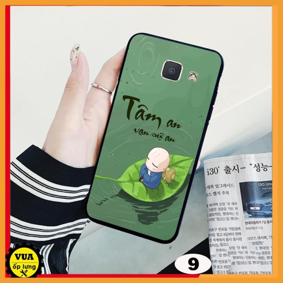 Ốp lưng kính cường lực in 3D dành cho điện thoại Samsung J7 prime - J4 plus in hình chú tiểu và hoa sen tâm an vạn sự an