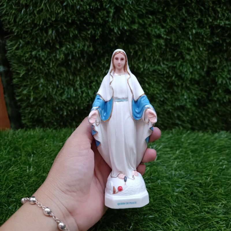 Tượng Đức Mẹ Ban Ơn 15cm sứ để xe hơi công giáo