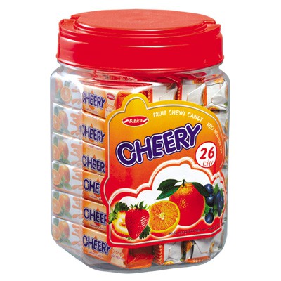 kẹo cherry sữa mềm các vị lọ 26 cây bibica 780 gram