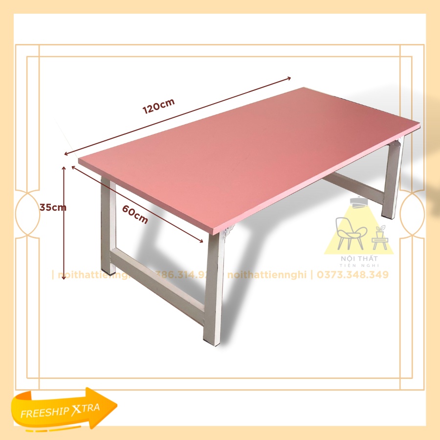 Bàn bệt kiểu Nhật màu hồng gấp gọn đa năng - ngồi bệt học tập/ làm việc/ trang điểm - BBHX