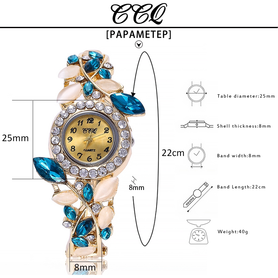 Đồng hồ kiêm vòng đeo tay chất liệu thép không gỉ đính kim cương giả sang trọng | BigBuy360 - bigbuy360.vn