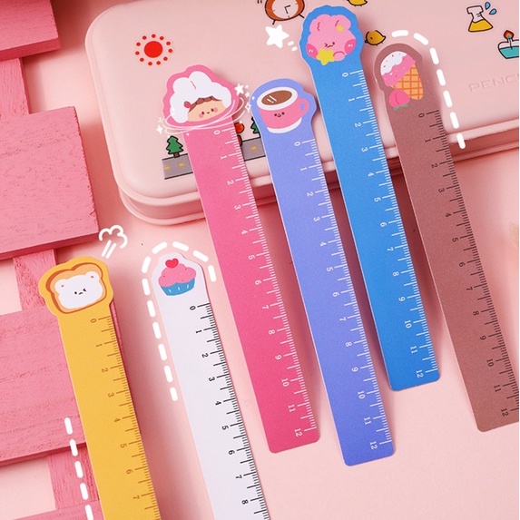 Bộ 5 Thước Thẳng 12cm Mềm Mại Đa Năng Họa Tiết Hoạt Hình Dễ Thương