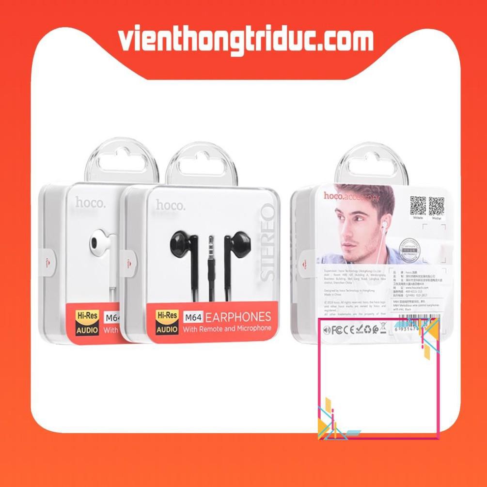 [Chính Hãng] Tai Nghe Nhét Tai Hoco M64 Có Mic - Jack Kết Nối 3.5mm - Dây TPE Dài 1.2m  Đàn Hồi Cao - Âm Thanh Tuyệt Vời