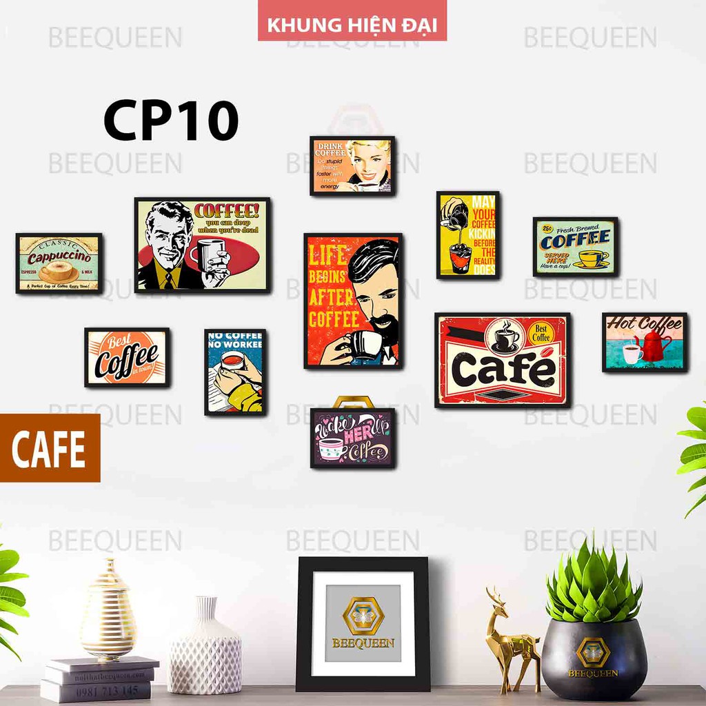 Album 5 Bộ Tranh Khung Treo Tường Trang Trí Quán Cà Phê Đẹp - Tranh Khung Tặng Kèm Phụ Kiện