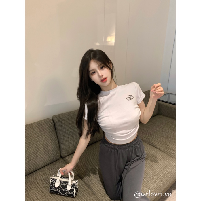 Áo Thun cotton Tay Ngắn Dáng Ôm Thời Trang Hàn Quốc Dành Cho Nữ