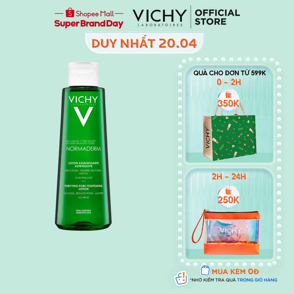 [Mã FMCGMALL -8% đơn 250K] Nước cân bằng dành cho da dầu, da mụn Normaderm Purifying Pore - Tightening Vichy 200ml