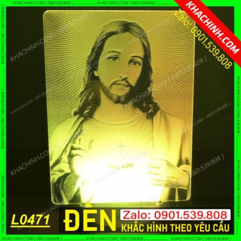 Đèn thờ khắc hình Chúa - nhận làm ảnh theo yêu cầu - Mẫu L0471-V có Remote thay đổi 16 màu